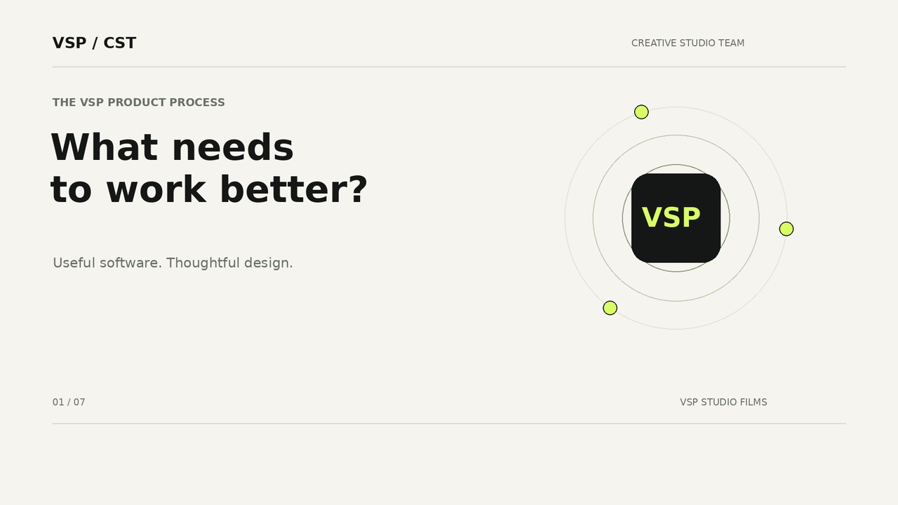 From idea to useful software — the VSP approach